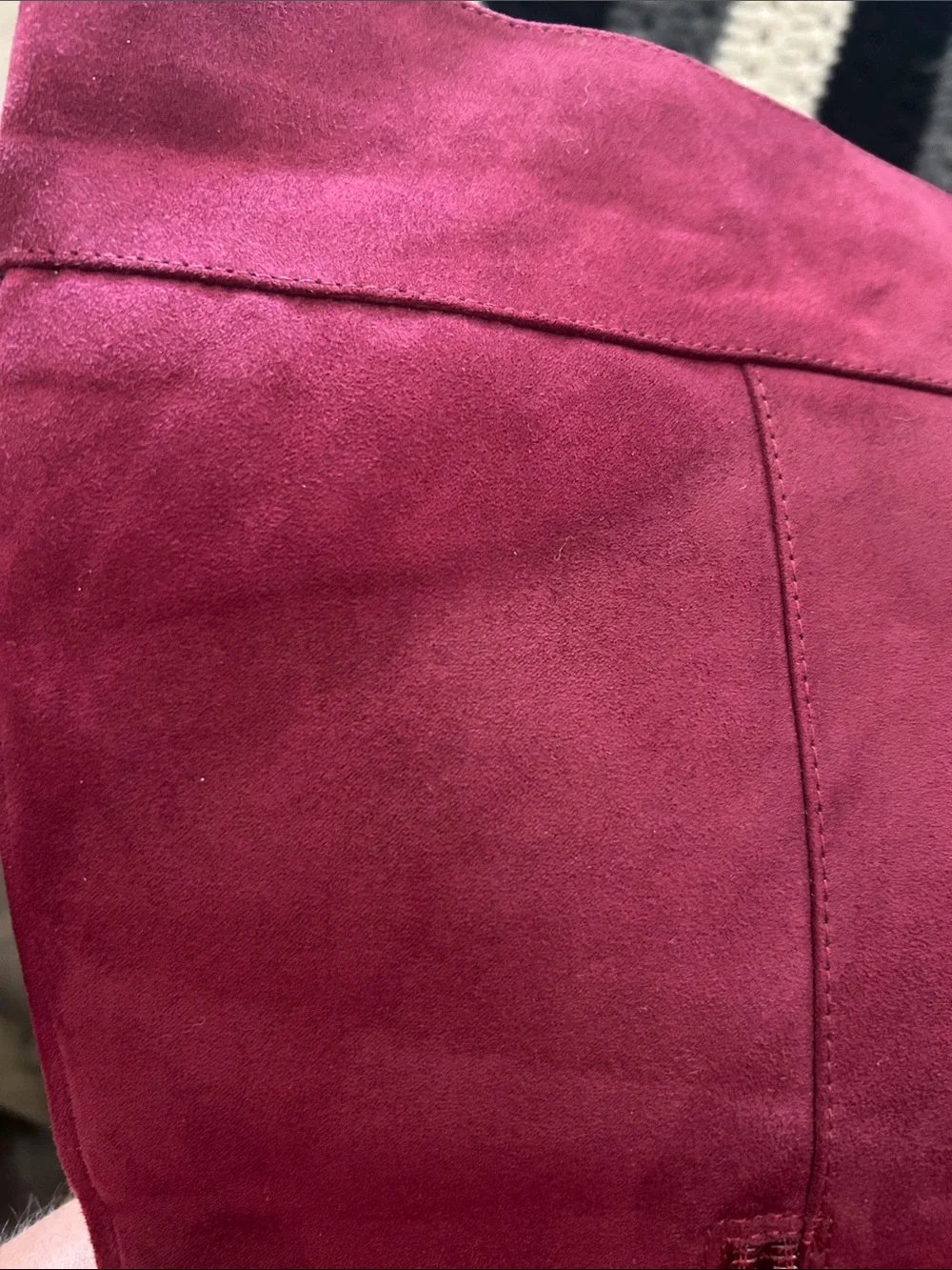 Over-the-Knee Lace-Up Boots in Burgundy